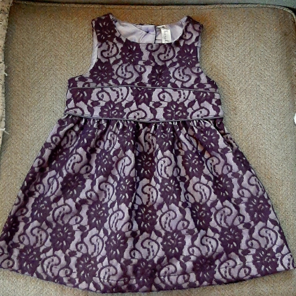 NWT Toddler Girl Purple Floral Lace Sleeveless Dress, 3T